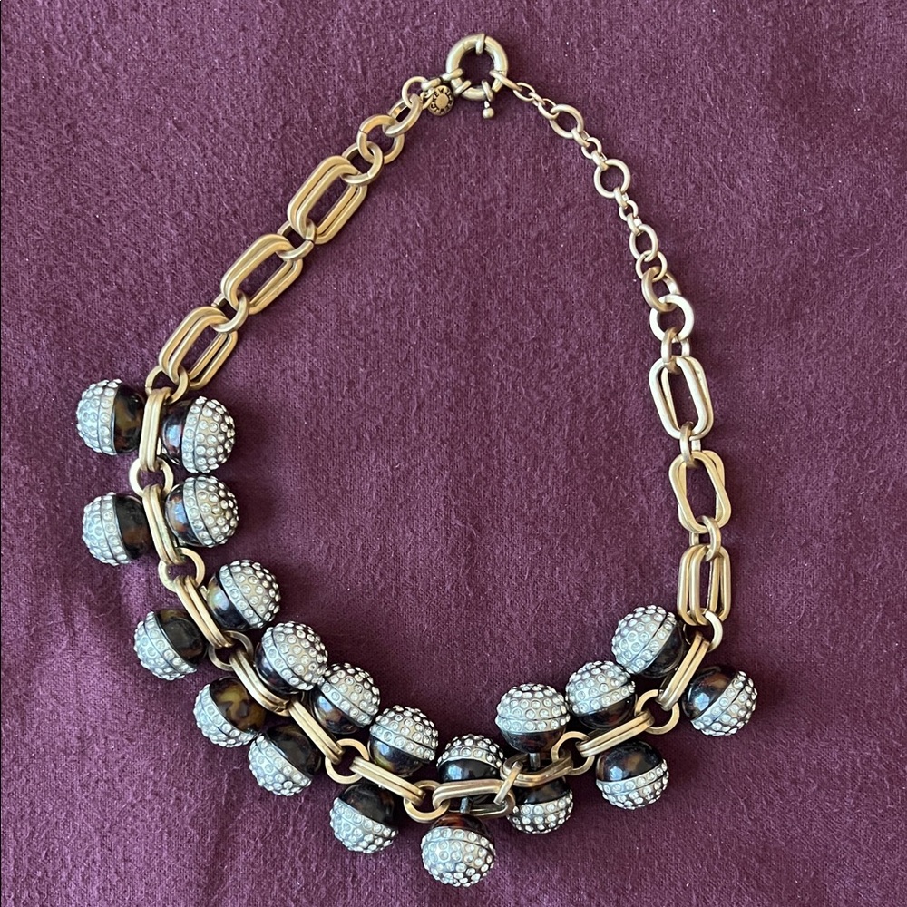 J. Crew Gold and Black Beaded Necklace